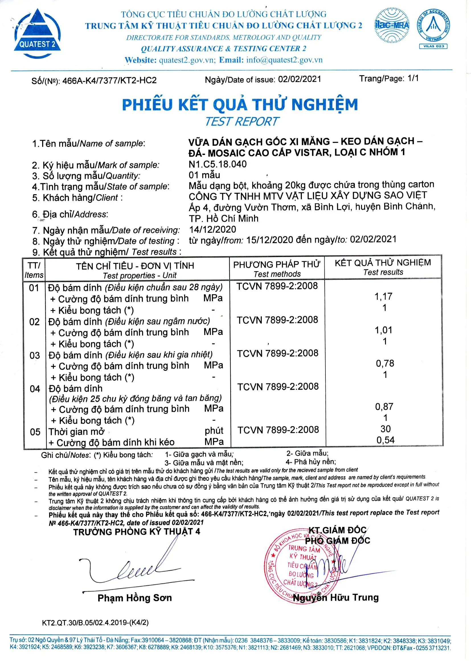 KEO DÁN GẠCH - ĐÁ - NGÓI VISTAR CAO CẤP MÀU TRẮNG 2